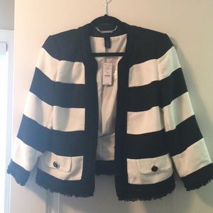 Black and White Stripped textured Jacket